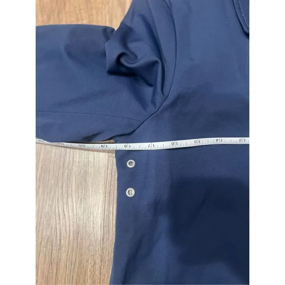 Blanc Noir Travel Engineer All Weather Navy Blue Midi Trench Coat  size S winter - Picture 5 of 6